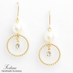 コットンパールとデザインリングピアス(252) ピアス/イヤリング/ノンホールピアス/樹脂ピアス