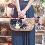 SALE 大人のおしゃれ  フラワーカゴバック ホワイトブラック 【ブレア 大】
