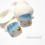 完成品/水面アートと貝殻の親指ペディチップ