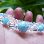 【残り一点】 ラリマー カット水晶 ブレスレット 高品質 シンプル Y25 パワーストーン♡