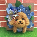 涼しさいっぱい♪ネモフィラとトイプードルちゃんの壁掛け♪