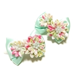 つまみ細工🌼花×リボンバレッタ🌼犬用◆NO.104