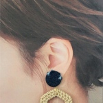 【送料無料】インディゴ×ラタン イヤリング/ピアス