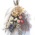 ボリュームたっぷり ふわふわスワッグ 45cm ボルドー 〜ドライフラワー 紫陽花 ユーカリ ナチュラル 