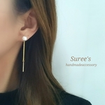 一粒パールのチェーンピアス【樹脂ピアス】