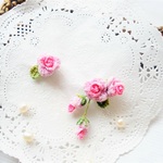 antique rose☆薔薇のピアス（ピンク）＊レース編み