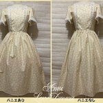 今だけ特別価格♪1点物*アンティークフラワー クラシカルドレス ワンピース ミディ丈★ナチュラル/生成×オフ白(即納品)