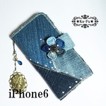 デニムリメイク★iPhone6★スマホ手帳型ケース 15G16