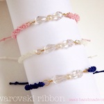 (送料無料)swarovski ribbonコードブレスレット