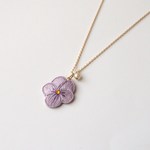 ｔ様 ご注文分「ビオラの刺繍ネックレス（薄紫色）」