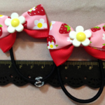 キッズヘアゴム  イチゴ白いお花