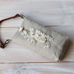 japan linen＋北欧レース*スマホポーチ＊大き目スマホケース*メガネケース