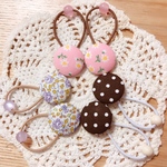 くるみボタン ヘアゴム 6本セット