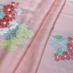 正絹　訪問着　解きほぐし生地　155㎝×36㎝　洗濯済み　オレンジに花模様　　