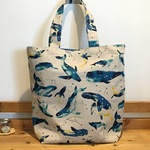  夏トート☆クジラ*星座*スプラッシュ☆シンプルトートバッグ*ポケット付き*