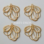 (( 4pcs )) 26×25mm ゴールド 花びらデザイン メタルチャーム 〔CH-086G〕