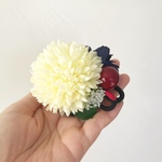 和モダンちりめんリボンが可愛い 和のお花ヘアクリップ    白紺赤