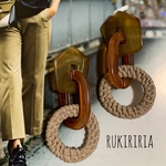 RUKIRIRIA #336 べっこうチェーンラタンピアス  大ぶりピアス 大ぶりイヤリング 