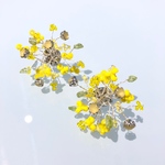 天然石ペリドット使用★フレッシュレモンイエロー小枝ピアス【サークル】