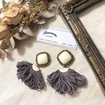  New◉アンティーク 刺繍×フリンジタッセルピアス／イヤリング