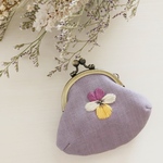 すみれ✧手刺繍のがまぐち
