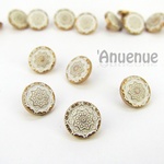 メタルミニシャンクボタン　9mm【Antique star /  White】6個