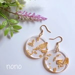 金箔プレートクリアピアス(イヤリング)サージカルステンレス nonoacs