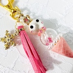 真夏の雪だるまアイスキーホルダー☆ピンク