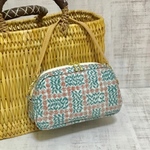 持ち手が着くポーチ【スリーピングローズ＊フラミンゴピンク】リバティ ラミネート