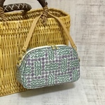 『SALE！』liberty＊持ち手が着くポーチ【スリーピングローズ＊パープル＆グリーン】リバティ ラミネート