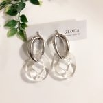 シルバー×クリアピアス チェーンピアス