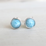 Silver Filled ラリマー の ワイヤー スタッドピアス
