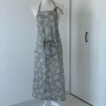 リネン100% 夏にぴったり！薄手グレー花柄✨