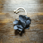 ear hook 【 布花紫陽花と淡水パールのイヤーフック ＊  blue  】