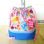 可愛い駄菓子柄の巾着(送料込)