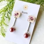 シモツケ花とワイン色パールが大人可愛いピアス