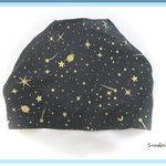ケア帽子　バンダナ　星柄　黒　　ケア　医療　抗がん剤　プール入浴後にも　B24