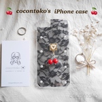 iPhone ケース さくらんぼ ブラックレース ハンドメイド