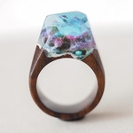 【paikaz1様専用ページ】美しい景色を閉じ込めた木の指輪 Cristal wood ring  <Coral reefs> レジンウッドリング