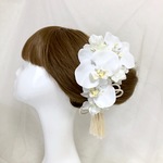 白雪の胡蝶蘭♡紫陽花添えM♡タッセル付