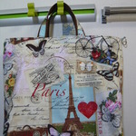 me様オーダー品：USA生地　パリ柄のファスナー付き2wayバッグ
