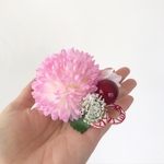 和モダンちりめんリボンが可愛い 和のお花ヘアクリップ    桃白赤