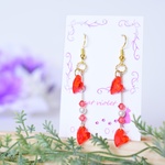 【レッド】キラキラカットのハートピアス/イヤリング