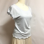 バレエ ヨガ ダンス トップス フレンチスリーブ Tシャツ ブルーグレー