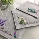 🌿｟再販｠ch様ご予約品（ハーブ・手刺繍コースター３点セット（ローズマリー他））です(*^^*)