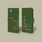 【君の最寄り駅】モスグリーン　手帳型スマホケース　iphone android ほぼ全機種対応