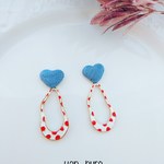 [再販]大人気❤デニムハート×赤ドット ピアス /イヤリング