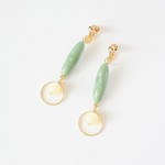 Vintage Green Marble×White×Ring 春 シンプル イヤリング・ピアス