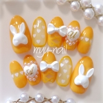 うさぎ仮面♡ゆめかわネイル♡オレンジ