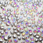 しずく型ガラスラインストーン★クリスタルAB色★4×6ｍｍ★15粒★デコ★ネイルアート★レジン封入★0641★